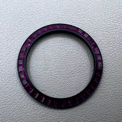 Purple T-shaped square Moissanite bezel for Daytona watch, inclined design enhancing luxury style.
