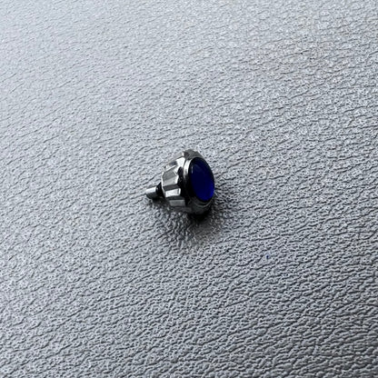 Silver watch crown for Seiko 7D48A quartz movement, original Japan replacement part.