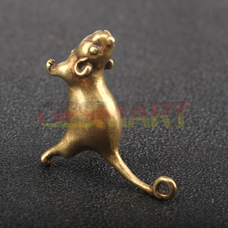 Hand-carved solid copper mouse trinket, vintage bronze figurine, perfect collectible accessory.