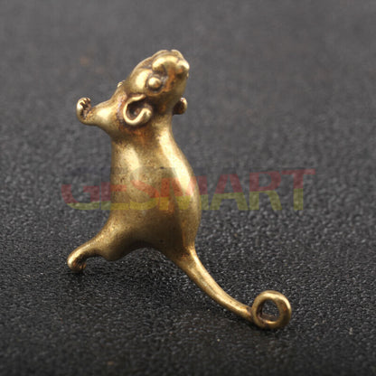 Hand-carved solid copper mouse trinket, vintage bronze figurine, perfect collectible accessory.