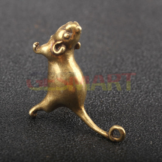 Hand-carved solid copper mouse trinket, vintage bronze figurine, perfect collectible accessory.