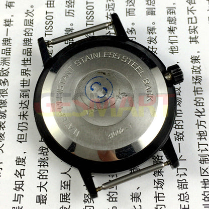 China Made Manual mechanical watch with 17 jewels, black dial, single calendar, and black case for stylish timekeeping.