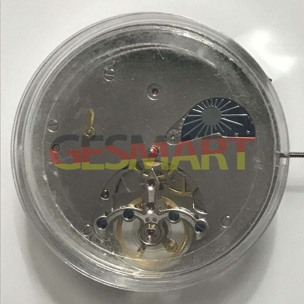 China Made automatic watch with mechanical movement and multifunctional star phase dial, elegant design.