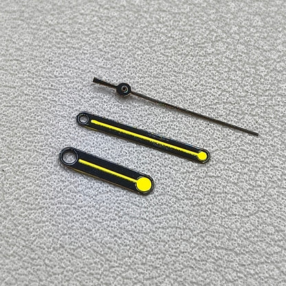 2 Sets Round Tip Black Trim Yellow Painted Hands Set for Ronda 515 Movement