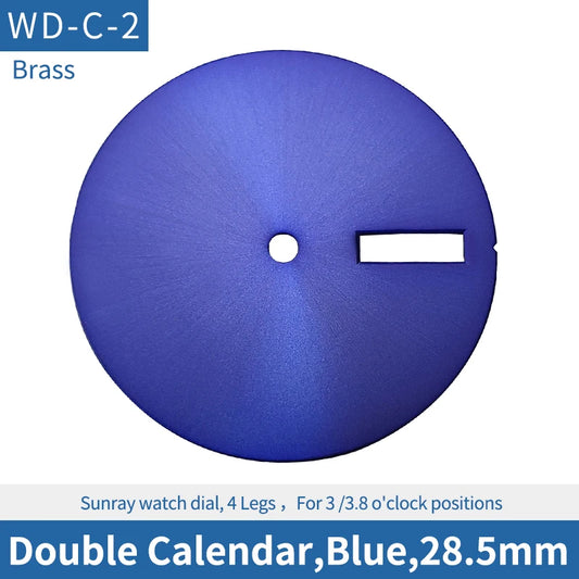Double Calendar Blue 28.5mm Watch Dial Fit For Skx007 Skx009 Sprd NH35 NH36
