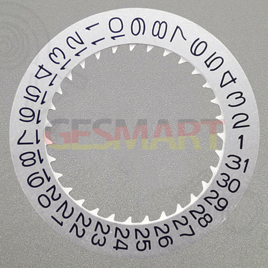 Vintage silver date disk wheel for NH36 NH35 watch movement, enhancing crown position accuracy.