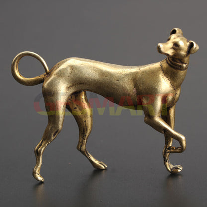 Hand carved bronze vintage solid copper puppy figurine, ideal watch accessory decor piece.