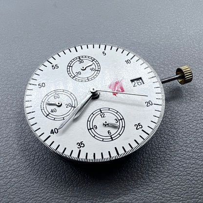 Shanghai 7750 mechanical watch movement with single calendar and small second at 9 o'clock, precision timekeeping.