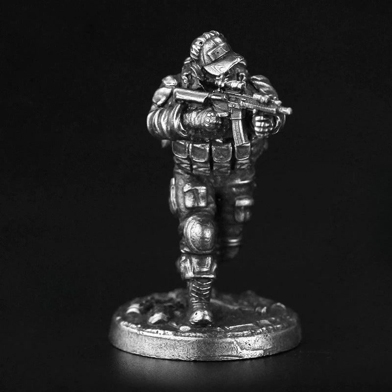 White Brass Figurine Modern Special Forces Miniature - Charging Tactical Rifleman