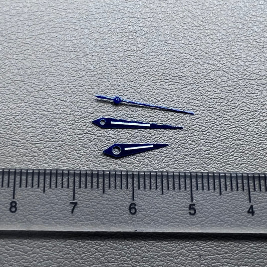 Blue Arrow shaped lume watch hands set compatible with NH34 NH35 NH36 movements.
