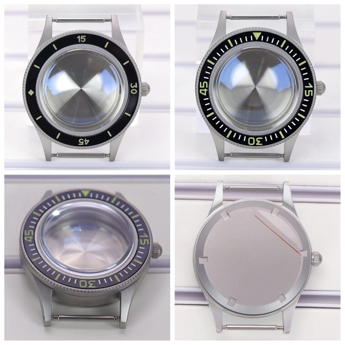 40mm Blasting Sand Cases Luminous Bezel Bubble Sapphire Fit NH35 NH36 NH38 4R36