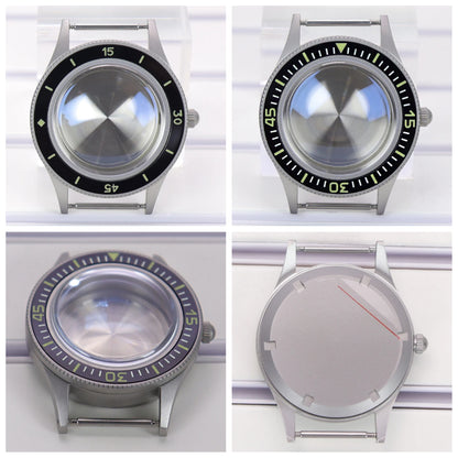 40mm Blasting Sand Cases Luminous Bezel Bubble Sapphire Fit NH35 NH36 NH38 4R36