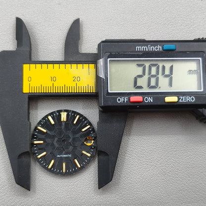 No Logo Black 28.5mm Golden Nail Constructed Lume Watch Dial Fit for NH35 NH36