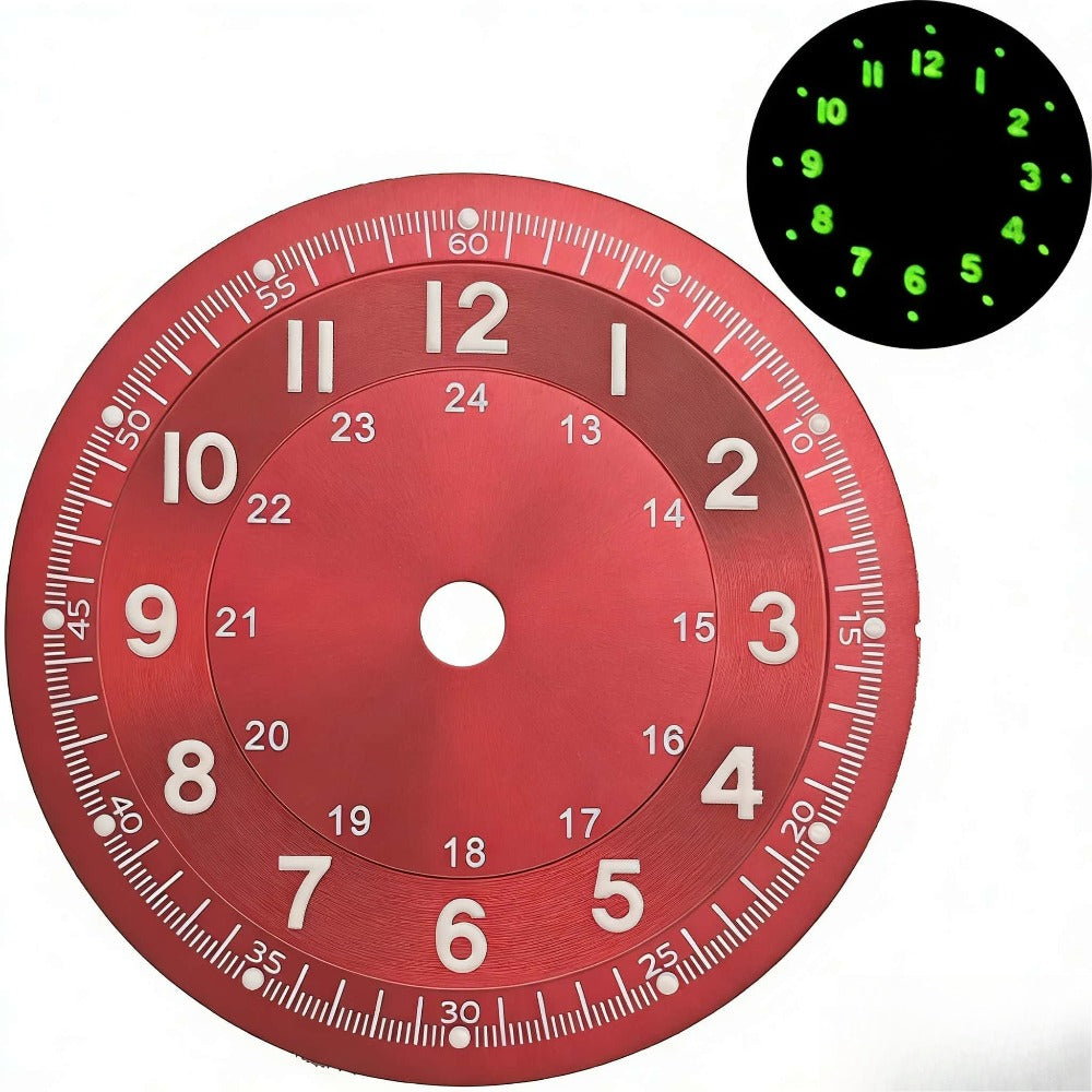 29mm Green Lume Red Watch Dial Fit for NH35 ST2130 Miyota8215 PT5000 Movement