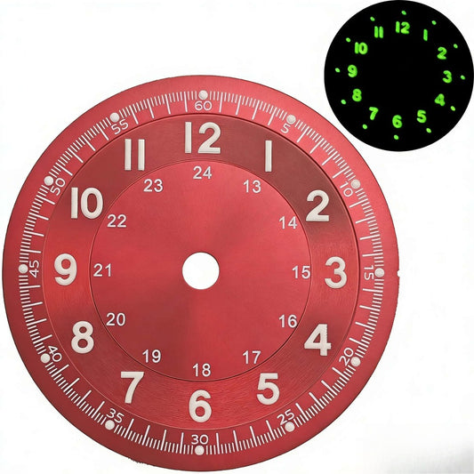 29mm Green Lume Red Watch Dial Fit for NH35 ST2130 Miyota8215 PT5000 Movement