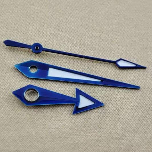 Blue trim green lume watch hands, compatible with NH35 NH36 PT5000 movements, glowing in the dark.