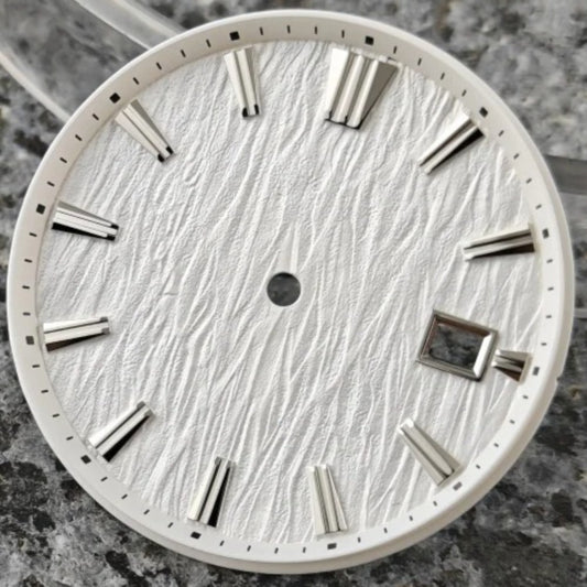 32.3mm White Modified Vertical Grain Watch Dial for NH35 NH36 No Logo No Lume
