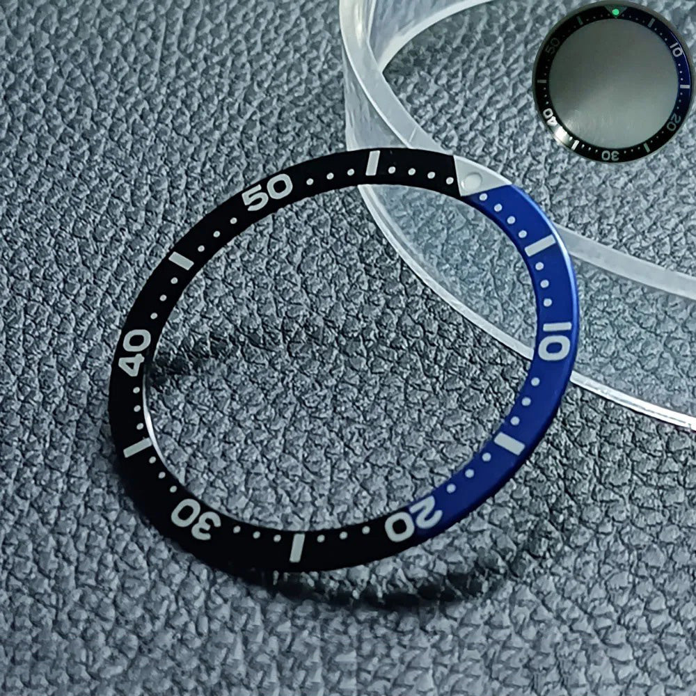 Flat luminous aluminum bezel insert for 38mm watches, durable replacement accessory.