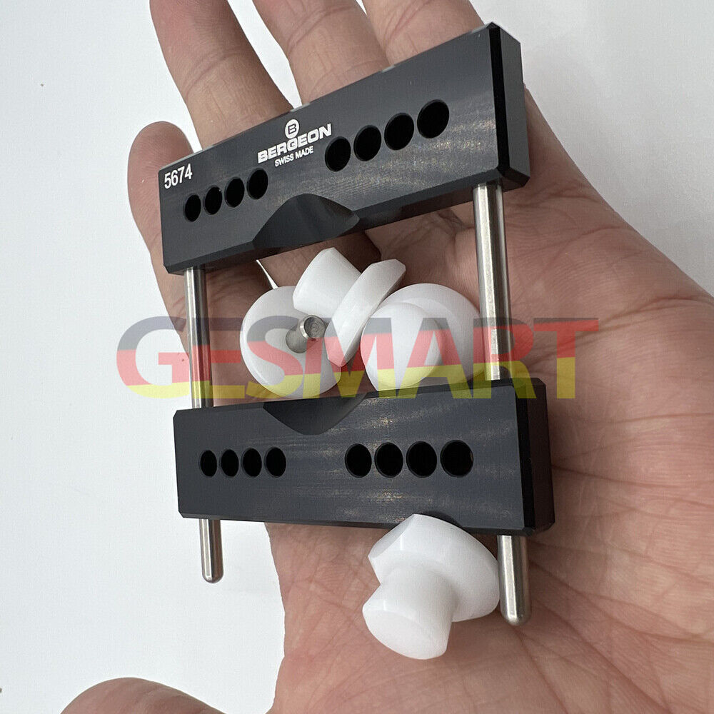 Bergeon 5674 vise jaws holder for 5700-Z watch case vice, precision repair tool accessory for watchmakers.