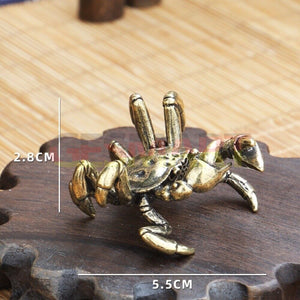 Solid Copper Little Crab Trinket Hand Carved Bronze Model Figurines