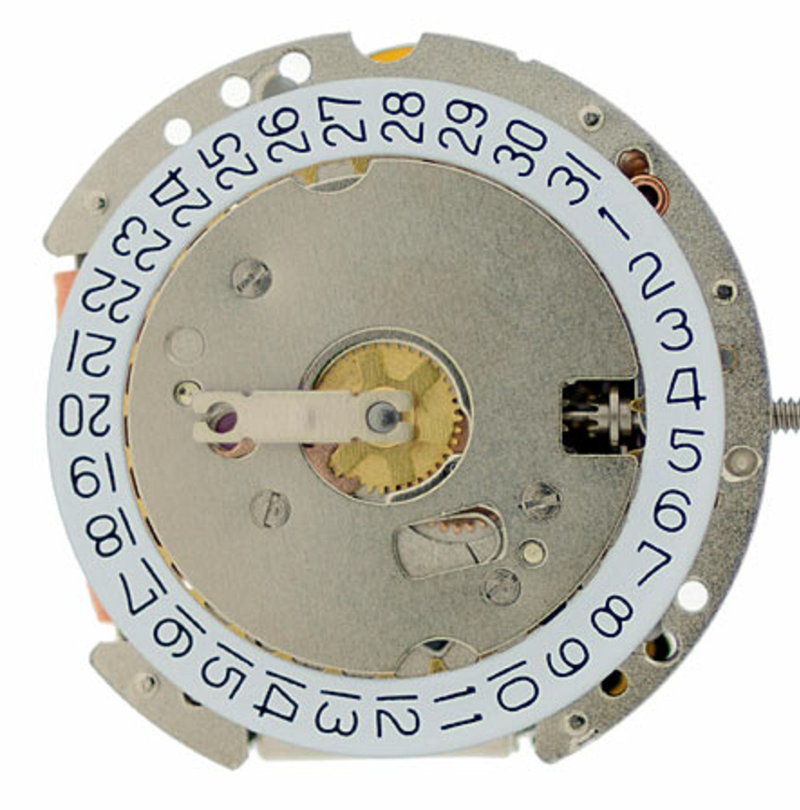 Ronda 774 quartz watch movement with date display at 3 o'clock, precision timekeeping accessory.