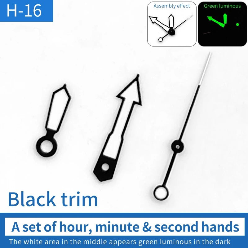 Black Trim Arrow Vintage Green Lume Watch Hands Fit For Skx007/009 NH35 7009 6309