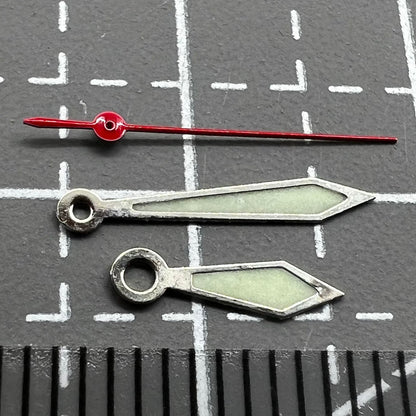 Silver trim 12mm green lume arrow watch hands by Wholesales for Miyota 1M12 movement, precise fit