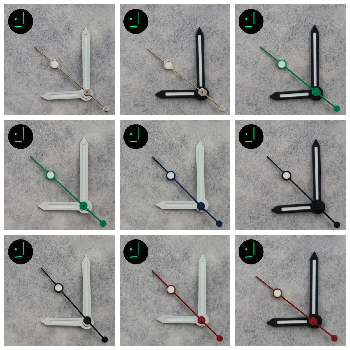 Silver/Black  Watch Hands For NH34 NH35 NH36 NH38 7S26 4R35 4R36 Green Luminous