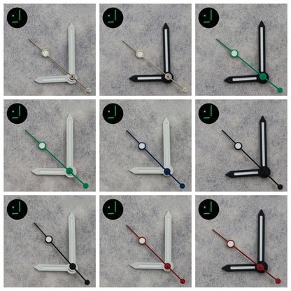 Silver/Black  Watch Hands For NH34 NH35 NH36 NH38 7S26 4R35 4R36 Green Luminous