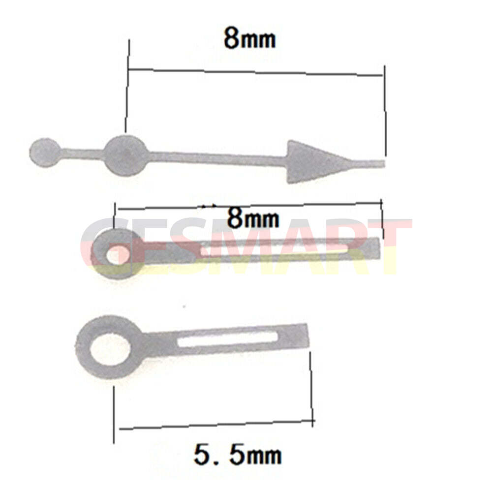 8mm grey green lume watch hands for Miyota 7T35 quartz movement, luminous and precise fit