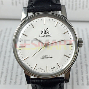 36mm Shanghai China Made 8120 Manual Mechanical Watch 17 Jews White Dial