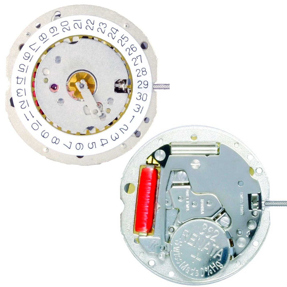 Ronda 784 quartz watch movement with date window at 3 o?clock, ensuring precise timekeeping by Ronda.