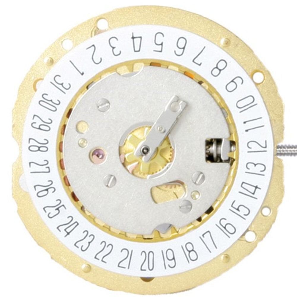 Ronda 785 3 Hands Quartz watch movement with date window at 3 and 6 o'clock positions for precise timekeeping.