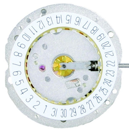 Ronda 785 quartz watch movement with date window at 3 o'clock, precise 3-hand mechanism for accessories.