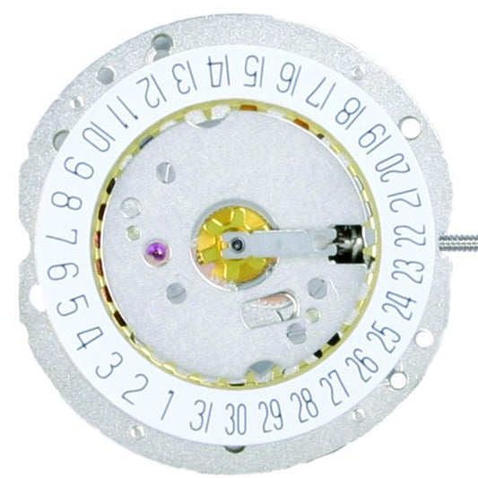 Ronda 785 quartz watch movement with date window at 3 o'clock, precise 3-hand mechanism for accessories.