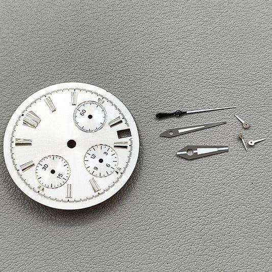 29.5mm White Watch Dial Blue Luminous with Watch Hands Set for VK63