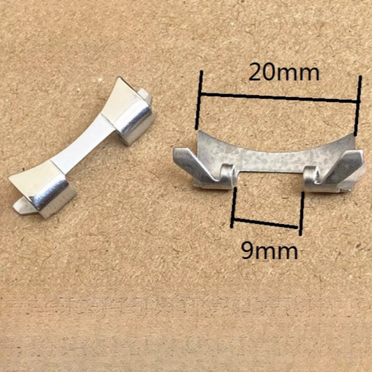 20X9mm Silver S/S Curved End Links Spring Bars Bracelet Watch Band Strap#1129