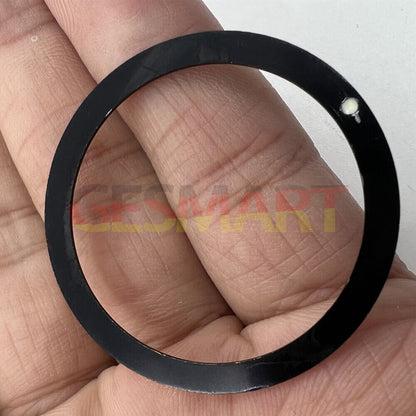 39mm black-yellow aluminum bezel insert, featuring circular arc bevel for durable watch accessory.