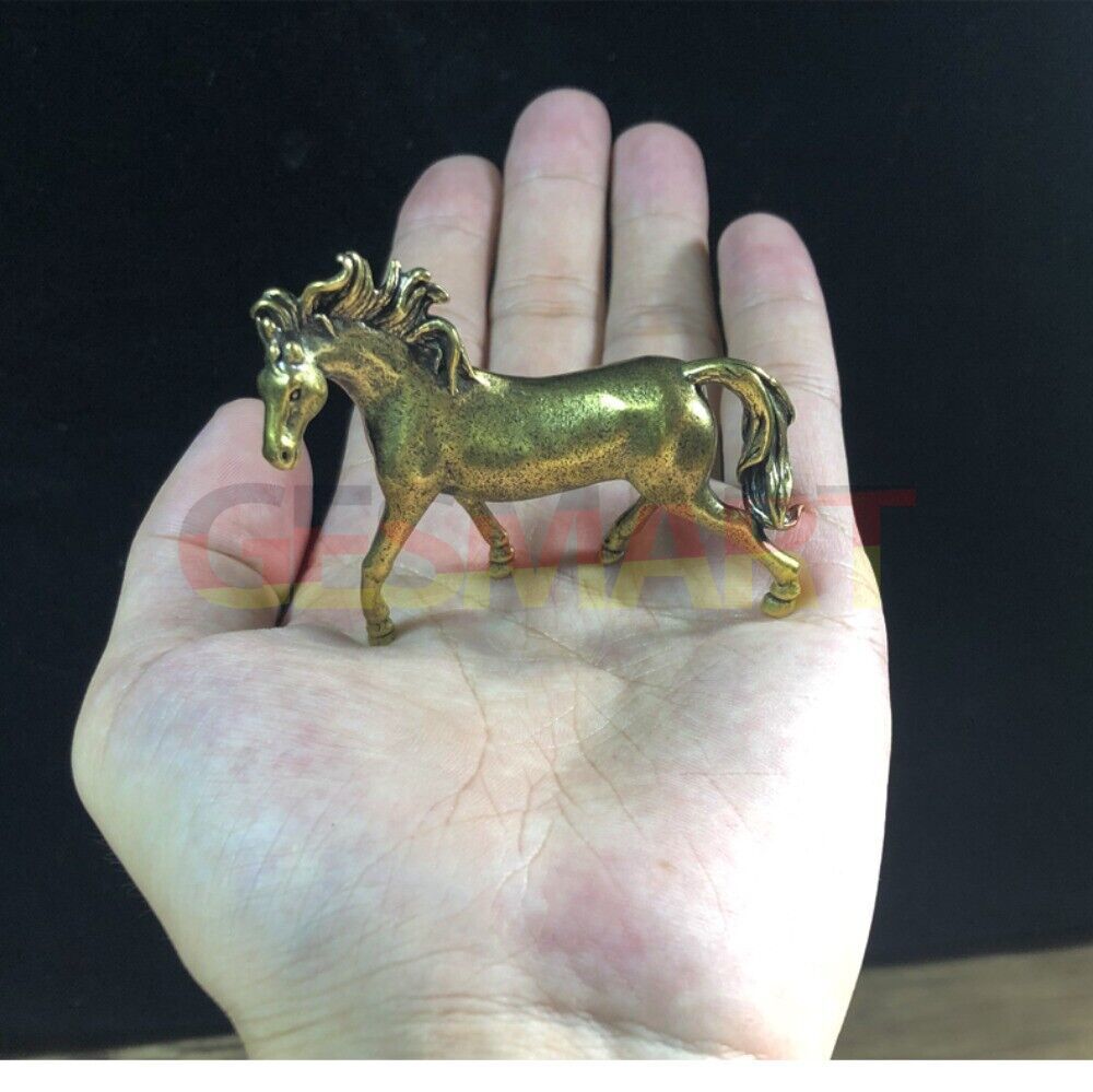 Hand-carved vintage solid copper horse trinket, ideal for rustic decor or collector display.