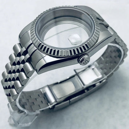 36mm/40mm Fluted Bezel Case Sapphire Glass For Mod  Steel Case Fit Nh35 Nh36