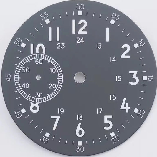 Classic Grey 38.5mm Watch Dial For Eta6497 St3600 Green Lume No Logo