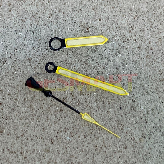 Yellow trim green luminous watch hands designed for NH35/NH36 movement, perfect for precise timekeeping.