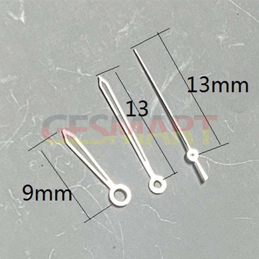 Arrow shape silver trim 13mm watch hands for Miyota 2315 series, precise fit and stylish design.