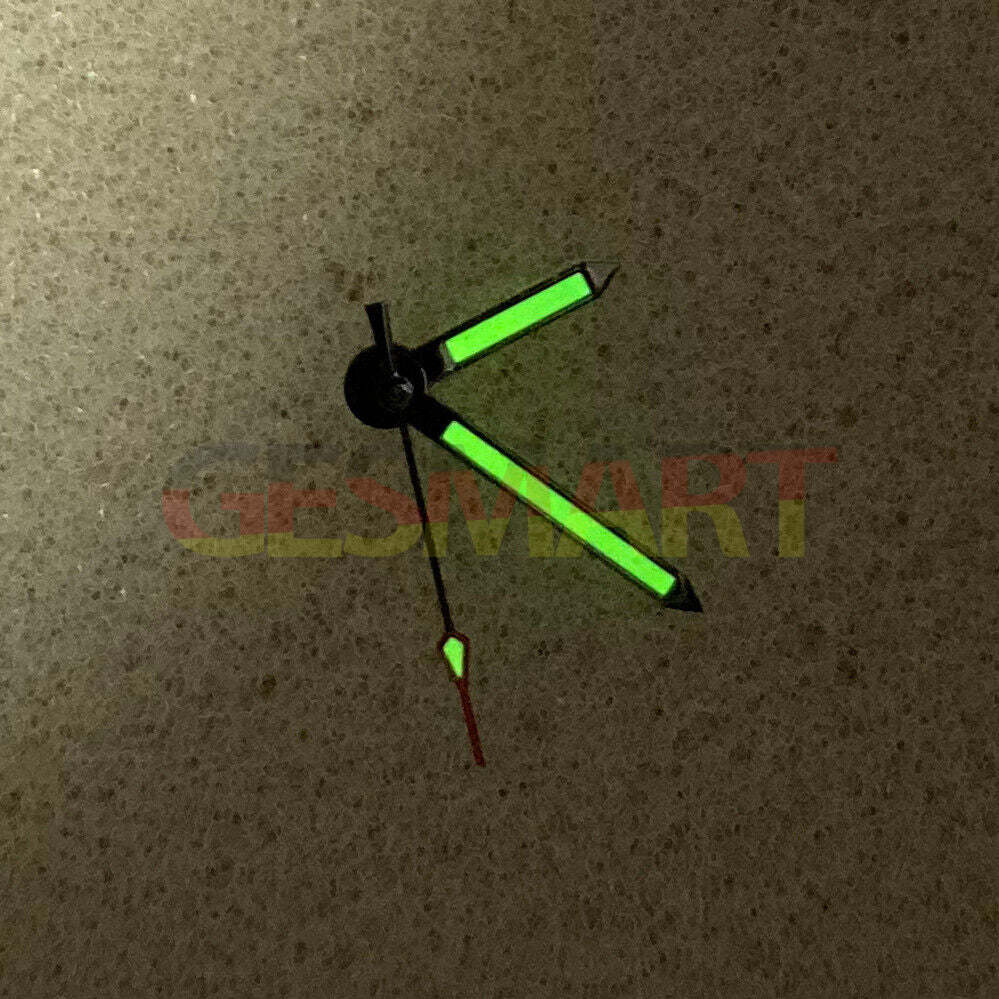 Green luminous 3 hands with black trim for NH35/NH36/4R36 watch movements.