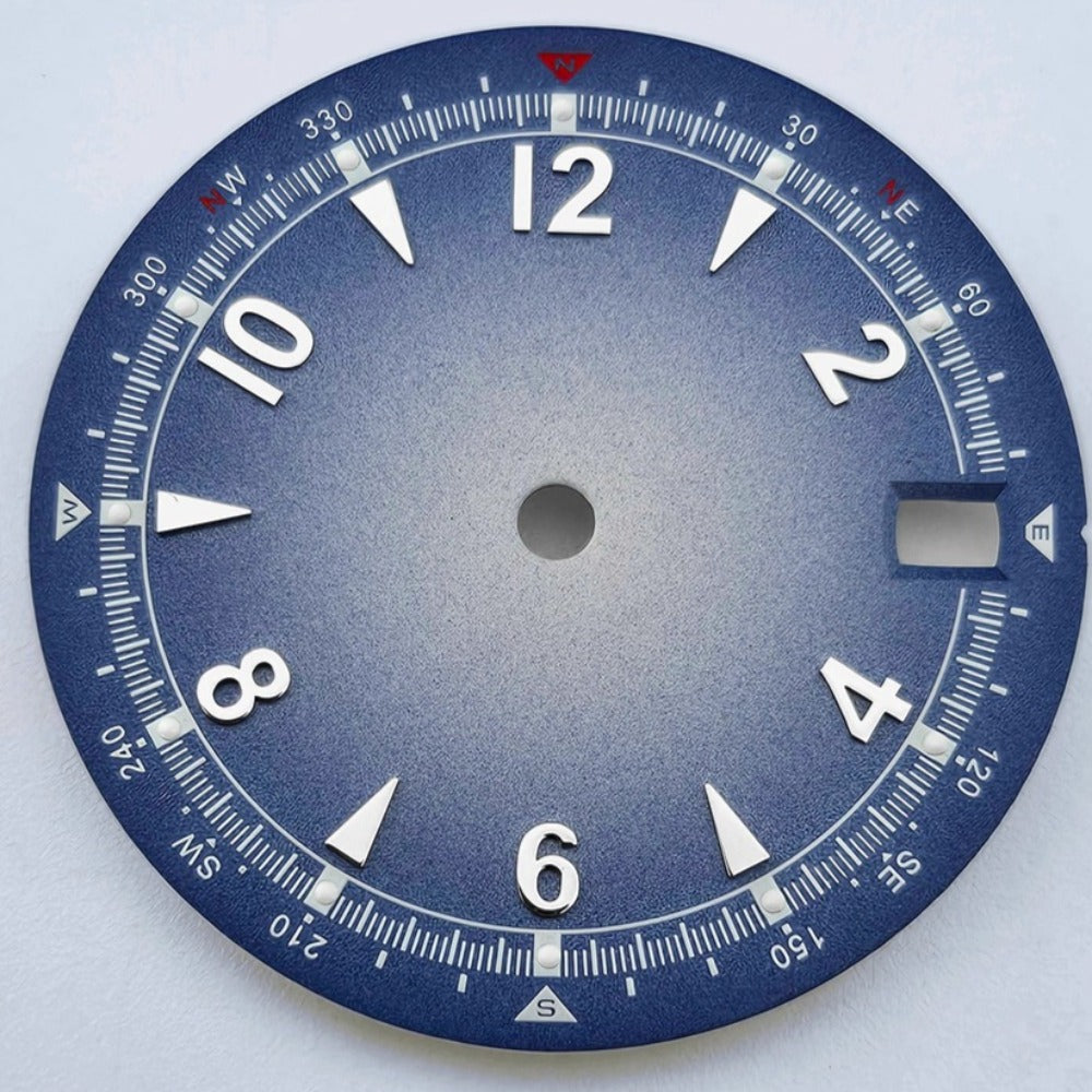 Blue Modified 28.5mm Green Lume Watch Dial For NH35 Movement No Logo