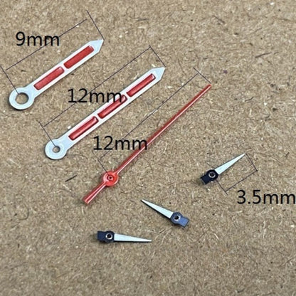 Silver and black trimmed red painted watch hands for Miyota OS10 OS20 OS30 movements