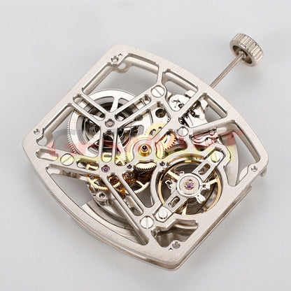 Asiatisches HZ1C01A Silber/Gold/Schwarzes tonnenförmiges automatisches mechanisches Uhrwerk