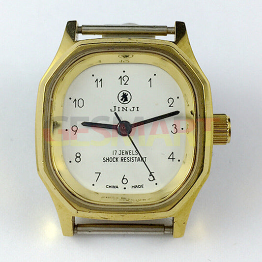 Montre mécanique manuelle SHANGHAI JINJI pour femme, boîtier doré à 17 chiffres, clous