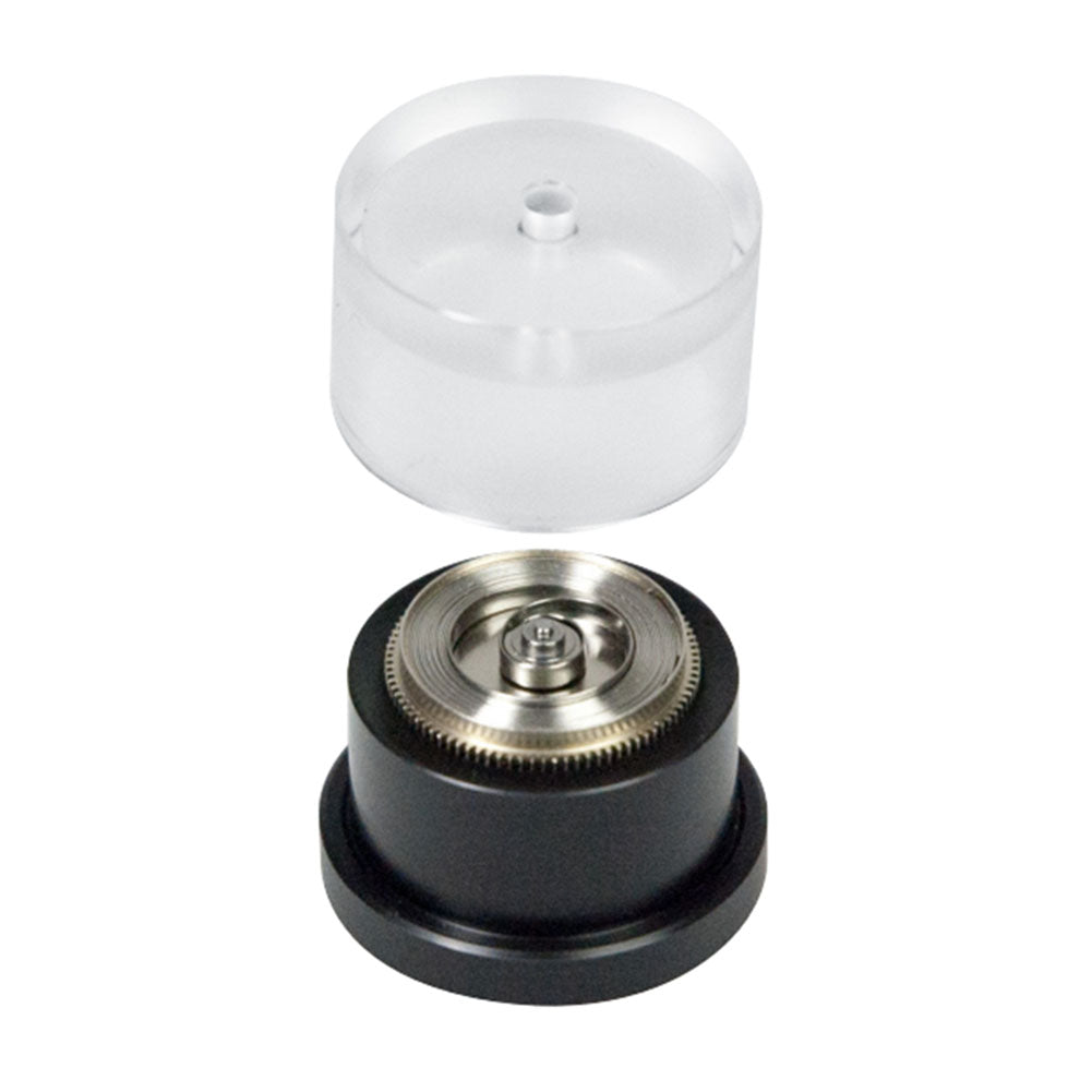 Bergeon 7922 tool for precise mainspring cover installation on watch barrels, perfect for professional watchmakers.