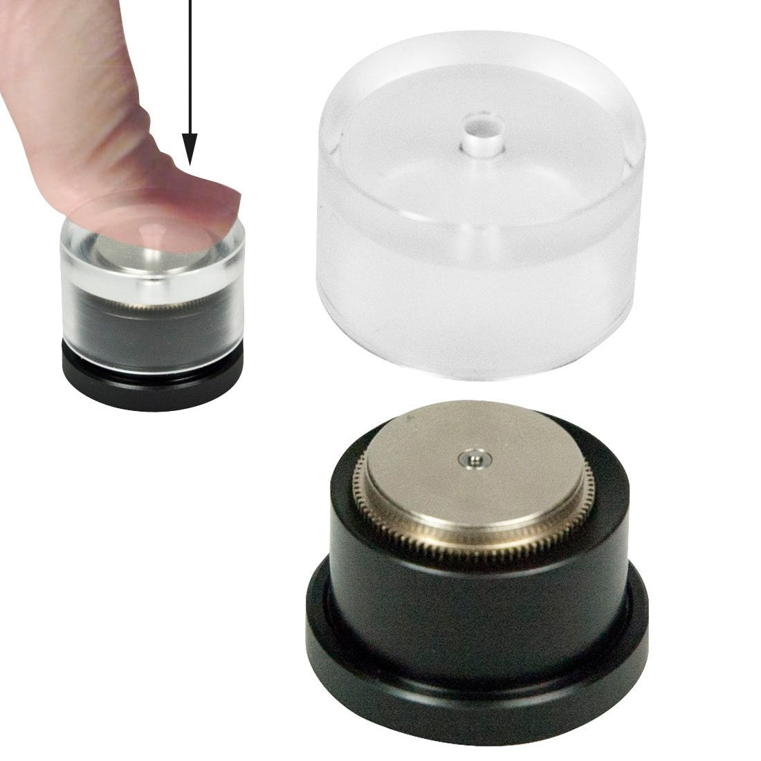 Bergeon 7922 tool for precise mainspring cover installation on watch barrels, ideal for watchmakers.